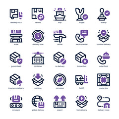 Delivery Service Icon pack for your website, mobile, presentation, and logo design. Delivery Service Icon dual tone design. Vector graphics illustration and editable stroke.