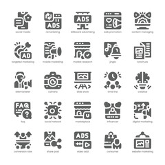 Digital Marketing Icon pack for your website, mobile, presentation, and logo design. Digital Marketing Icon solid design. Vector graphics illustration and editable stroke.