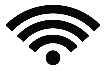 Black and White Wifi Symbol with Arcs and a Dot at the Bottom