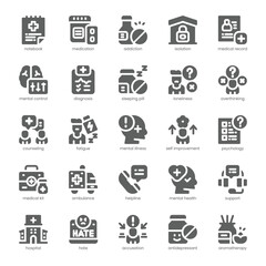Mental Health Icon pack for your website, mobile, presentation, and logo design. Mental Health Icon solid design. Vector graphics illustration and editable stroke.