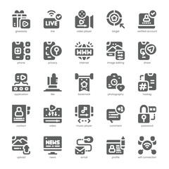 Social Media Icon pack for your website, mobile, presentation, and logo design. Social Media Icon solid design. Vector graphics illustration and editable stroke.