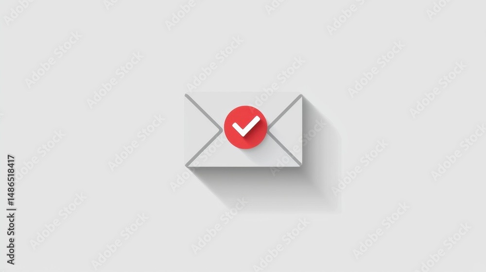 Poster email envelope with a check mark symbolizing successful delivery and communication