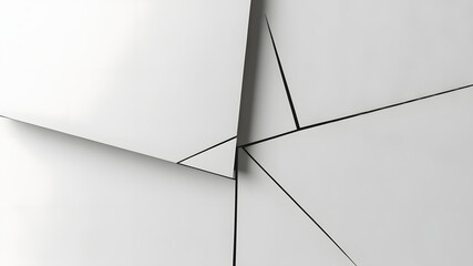 Geometric abstract composition with white paper planes and shadow play in architectural style