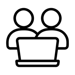 Icon two people at a laptop on a white background vector
Vector icon remote work freelance