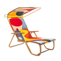 Contemporary Reclining Wooden Beach Chair with a Bo Isolated on Transparent Background