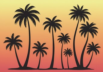 Fototapeta premium Sunset Silhouette Palms AI Generated