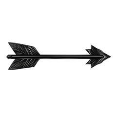 Abstract Arrow with Layered Motifs in Glossy Black Isolated on Transparent Background