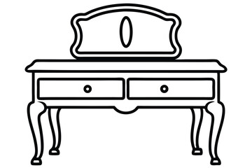 Elegant Outline of Vanity Table with Mirror and Two Drawers Design
