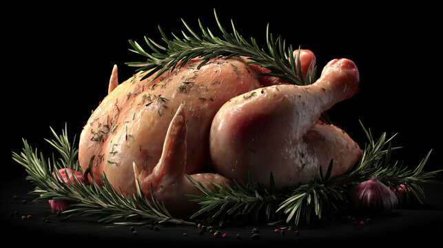 raw chicken with rosemary