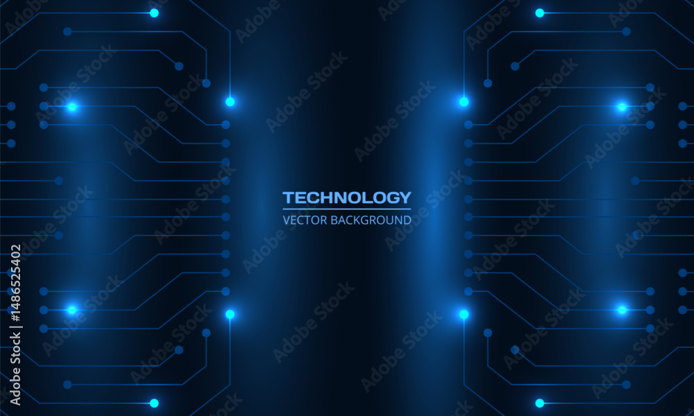 Aufkleber Abstract dark blue technology background with circuit line. Futuristic network technical digital concept banner design. Vector illustration