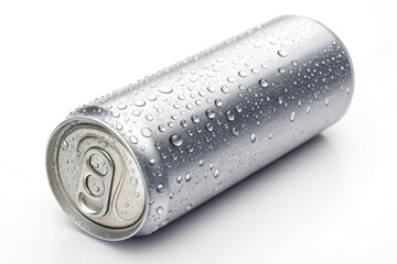 Aluminum Can Mockup With Droplets and Ice on a Bright Background Generative AI