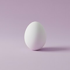 Fototapeta premium White egg centered on a solid pastel background.