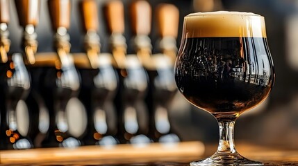 Dark Beer Glass at Brewery Taproom Craft Beer