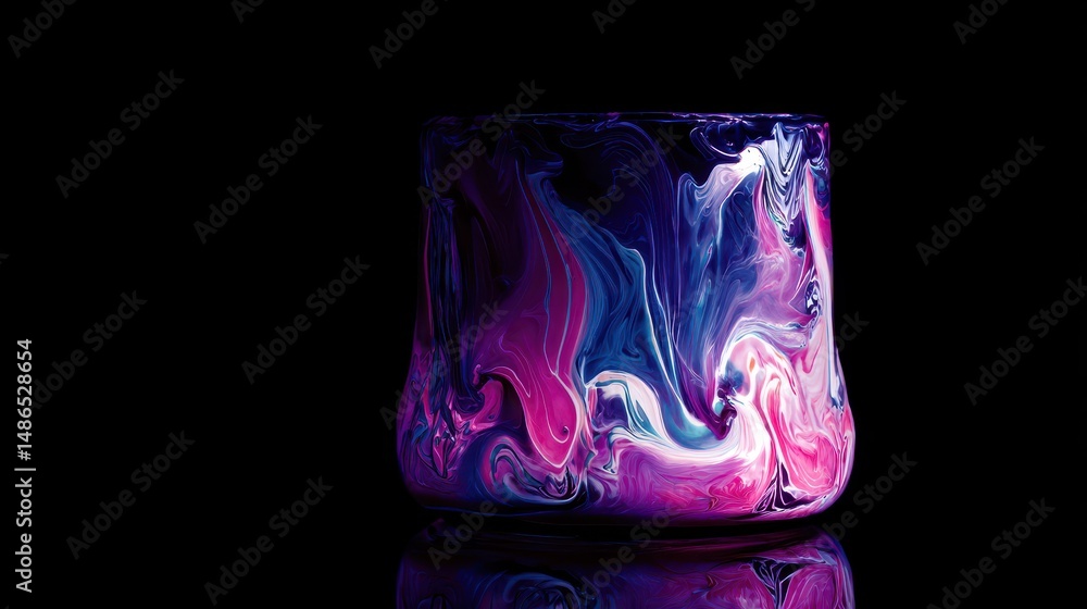 Poster colorful abstract glass with swirling patterns illuminated by soft light against a dark background f