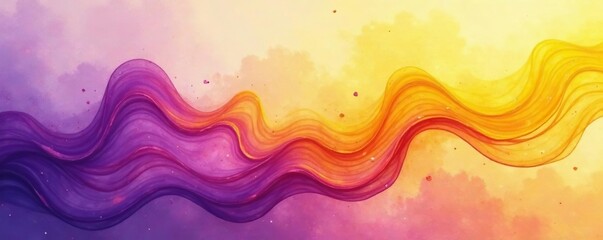 Obraz premium Fading yellow-purple watercolor blend, abstract flowing lines , nature, subtle, illustration