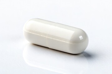 Single White Capsule Resting on a Pristine White Surface Generative AI