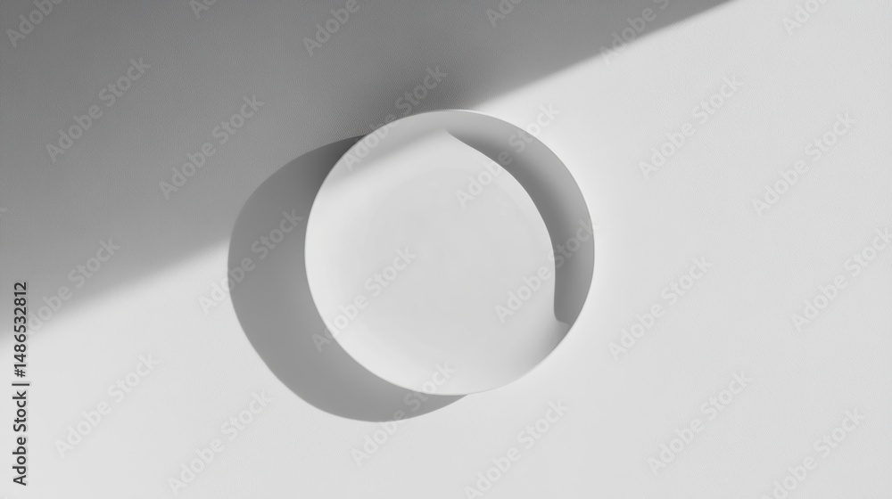 Poster abstract white circles and shadows on a white background.