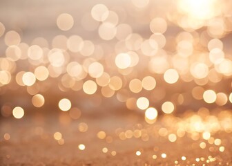 Abstract Golden Bokeh Background with Sparkling Lights and Beach Texture
