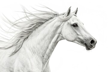 Elegant Portrait of a White Horse With Flowing Mane Generative AI
