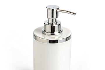 Obraz premium Elegant White Pump Bottle With Sleek Silver Top Design Generative AI
