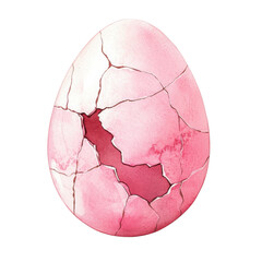 A cracked pink egg art on transparent background
