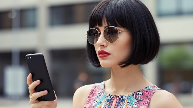 A Stylish woman with a smartphone.