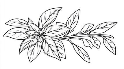 Fototapeta premium Basil leaves graphic design illustration