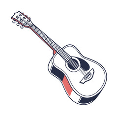 Guitars vector art illustration. Electric and acoustic, bass, Cartoon music instrument, rock jazz guitar silhouette, music band guitars set of different colors vector.