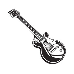 Guitars vector art illustration. Electric and acoustic, bass, Cartoon music instrument, rock jazz guitar silhouette, music band guitars set of different colors vector.