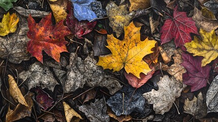 Autumn Maple Leaves Ground Cover Colorful Fall Foliage