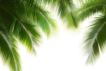 Fototapeta premium Lush Green Palm Fronds Tropical Summer Background