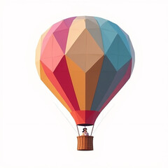 Naklejka premium Low Poly illustration of a whimsical hot air balloon with vibrant polygons