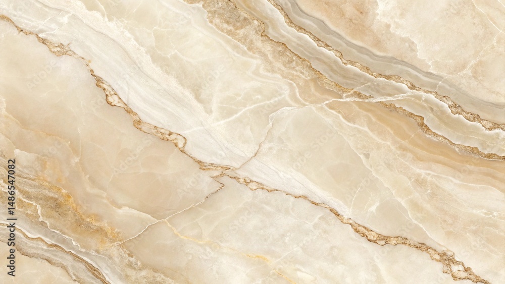 Aufkleber close up of a light beige marble surface with brown veining and natural patterns across the surface 