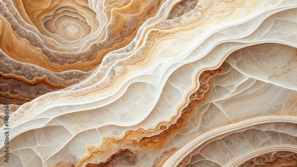 Aufkleber abstract marble texture with swirling patterns of beige brown and white colors in a wavy design crea
