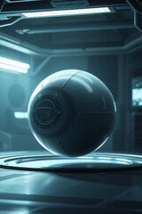 Fototapeta premium Futuristic Sphere Hovers Mysteriously in a SciFi Lab Awaits Discovery
