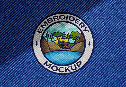 Retro Embroidered Patch Mockup