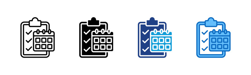 Task Schedule - Multi Style - clipboard and mini-calendar with checkmarks, illustrating structured planning and task review