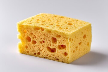 Textured Yellow Cleaning Sponge: A Minimalist Product Shot