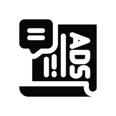 advertising glyph icon. Strong and solid vector icon for websites, mobile interfaces, presentations, and visual branding. High quality and easy to edit.