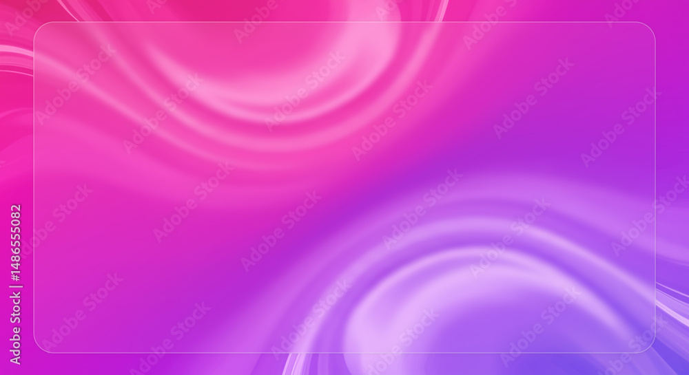 Poster abstract background with pink and purple swirls and a translucent rectangle in the center area of it