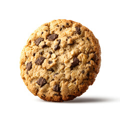 Delicious Oatmeal Chocolate Chip Cookie Isolated on White Background