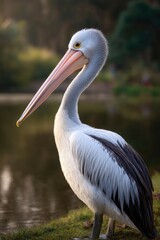 Australian Pelican Portrait: Serene Aquatic Bird in Soft Light