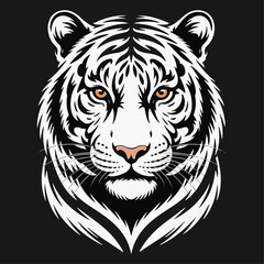 Obraz premium White Tiger Face with Intense Gaze on Black Background