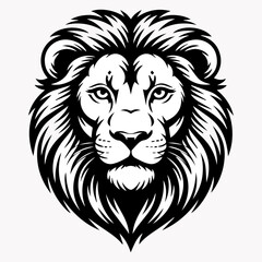 Fototapeta premium Fierce Lion Head Illustration – Black and White