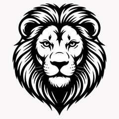 Obraz premium Fierce Lion Head Illustration – Black and White