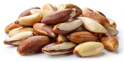 Obraz premium Pile of Brazil Nuts on White Background, Closeup Studio Shot