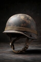 Camouflage Military Helmet: A Darkly Dramatic Still Life