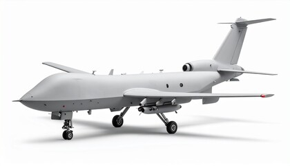 Fototapeta premium Side View Mockup of a Military UAV Drone on White Background
