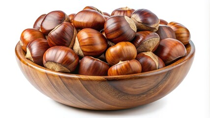 Obraz premium Bowl filled with many fresh chestnuts ready to roast for winter