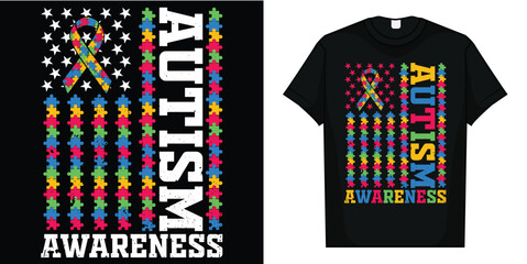 Autism Awareness Mom Dad USA flag Autistic Awareness Autism T-Shirt